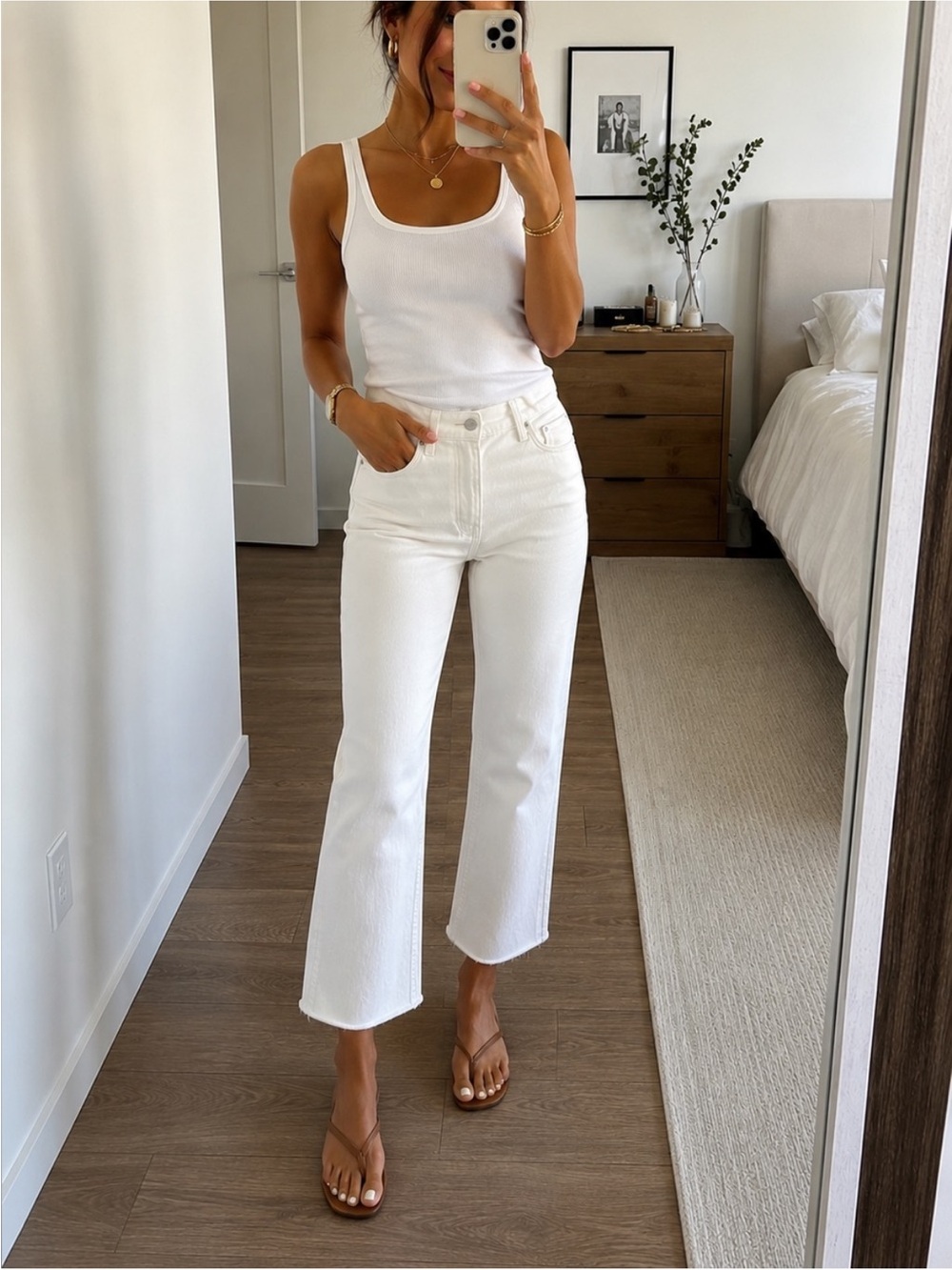 J. Crew White 9” Demi Boot Cut High-Rise Cropped Flare Jeans